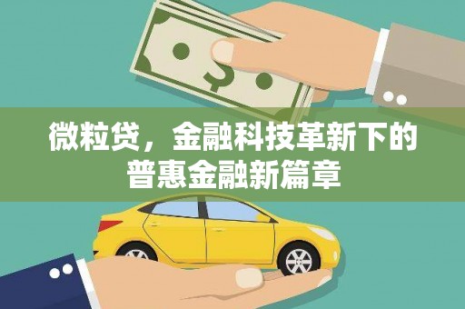 金塔微粒贷，金融科技革新下的普惠金融新篇章