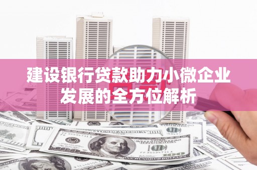 金塔建设银行贷款助力小微企业发展的全方位解析